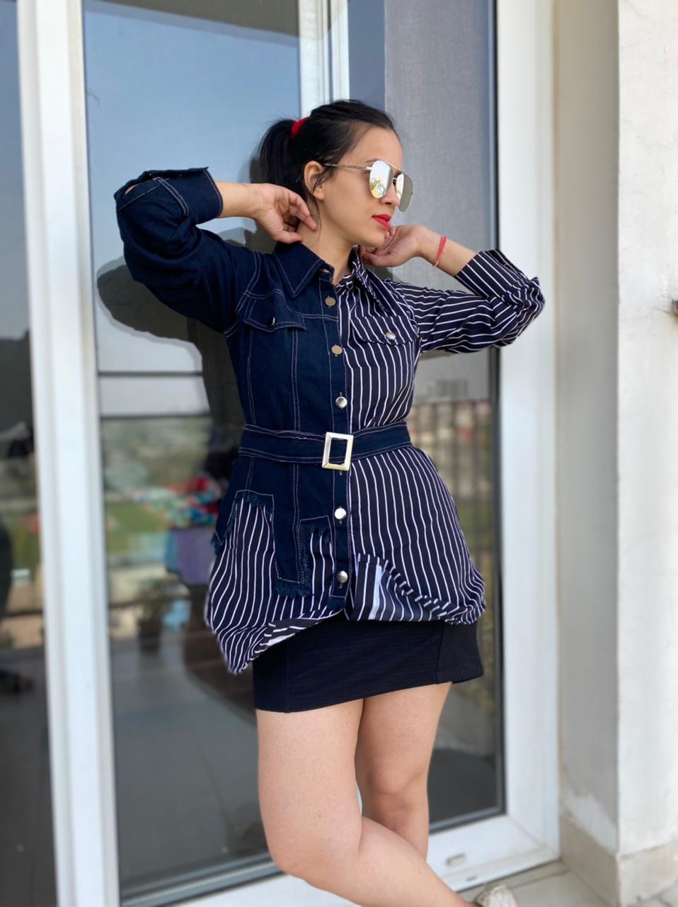Half-half Denim shirt