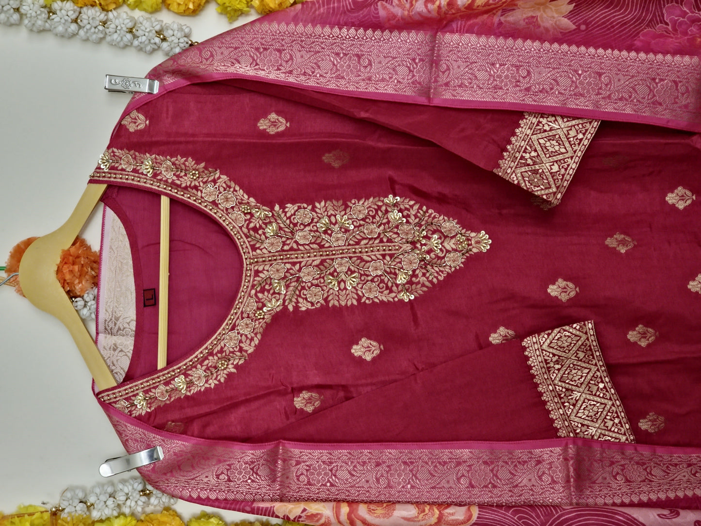 Silk Suit with full printed dupatta