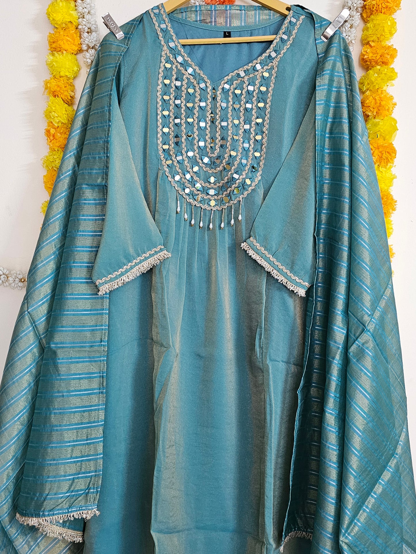 Party Wear Tissue Shimmer Suit