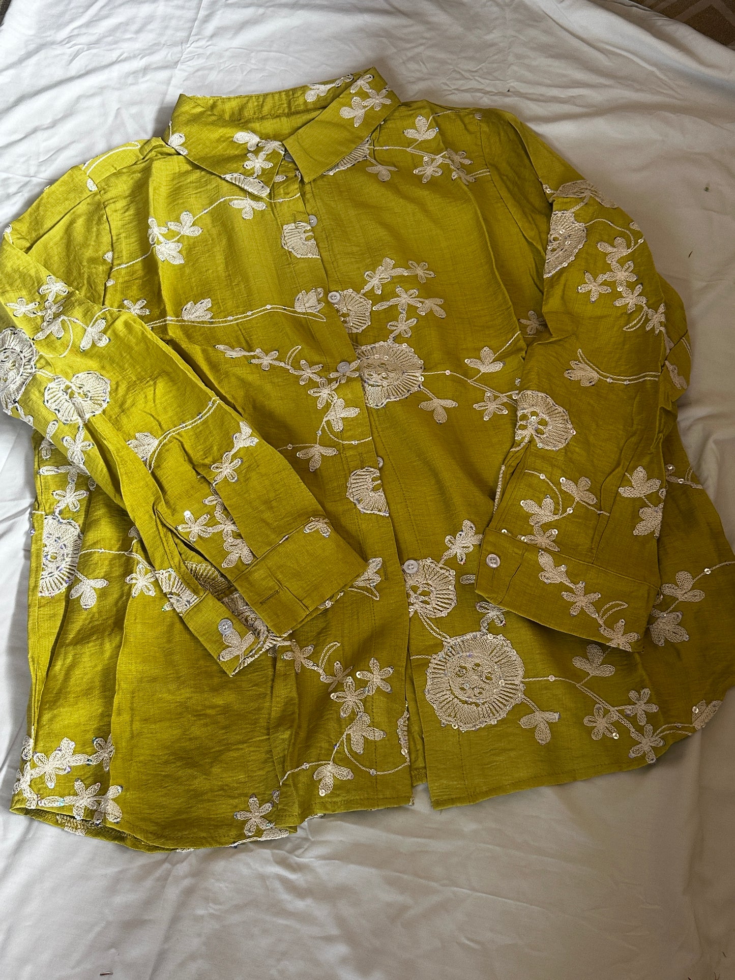 Embroidered shirt with sequin work