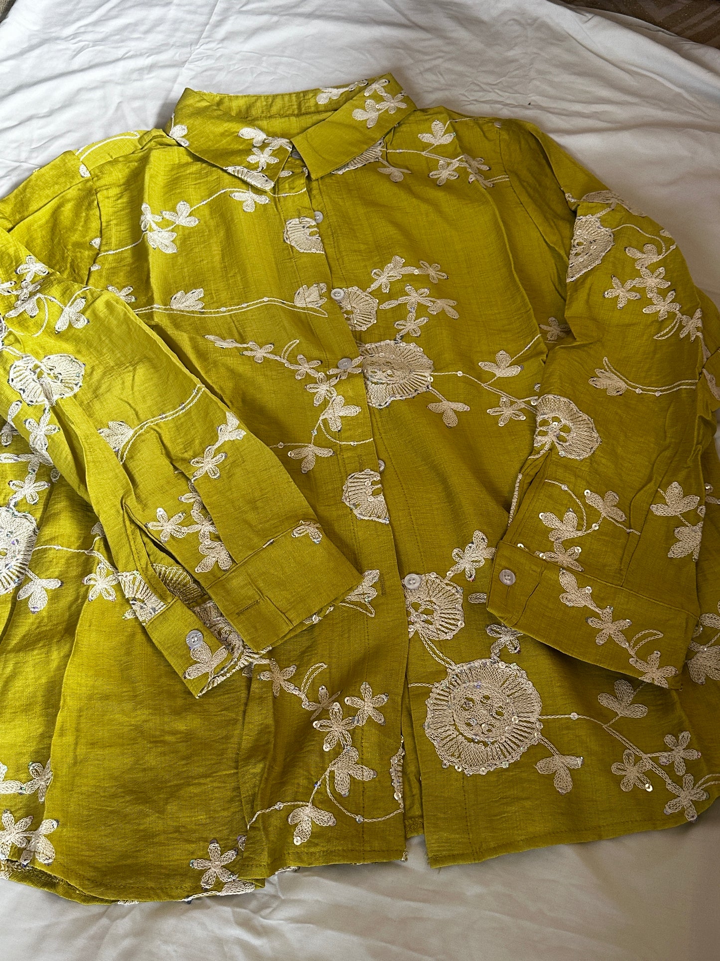 Embroidered shirt with sequin work