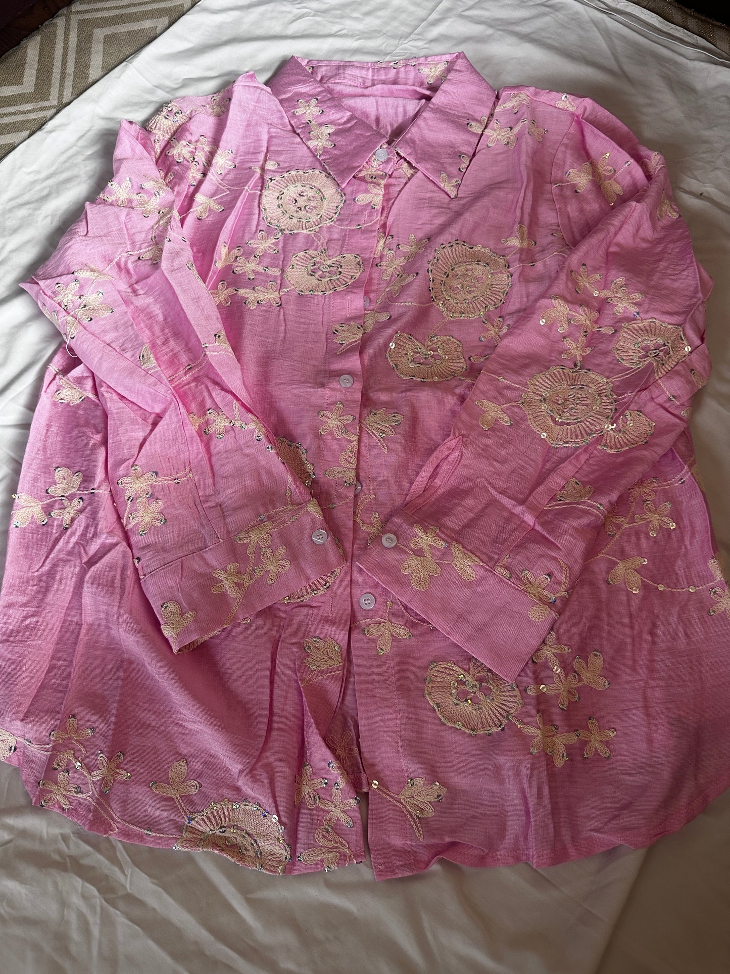 Embroidered shirt with sequin work