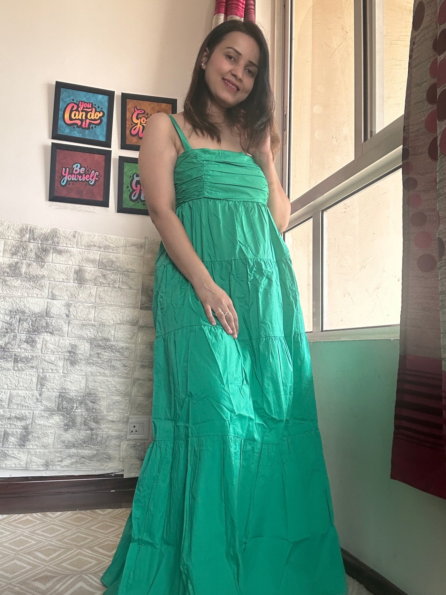 Noodle strap cotton dress