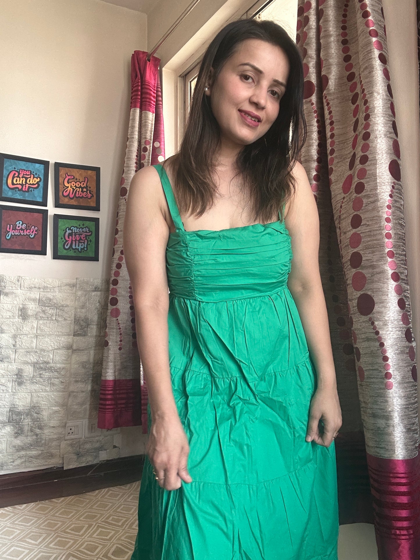 Noodle strap cotton dress