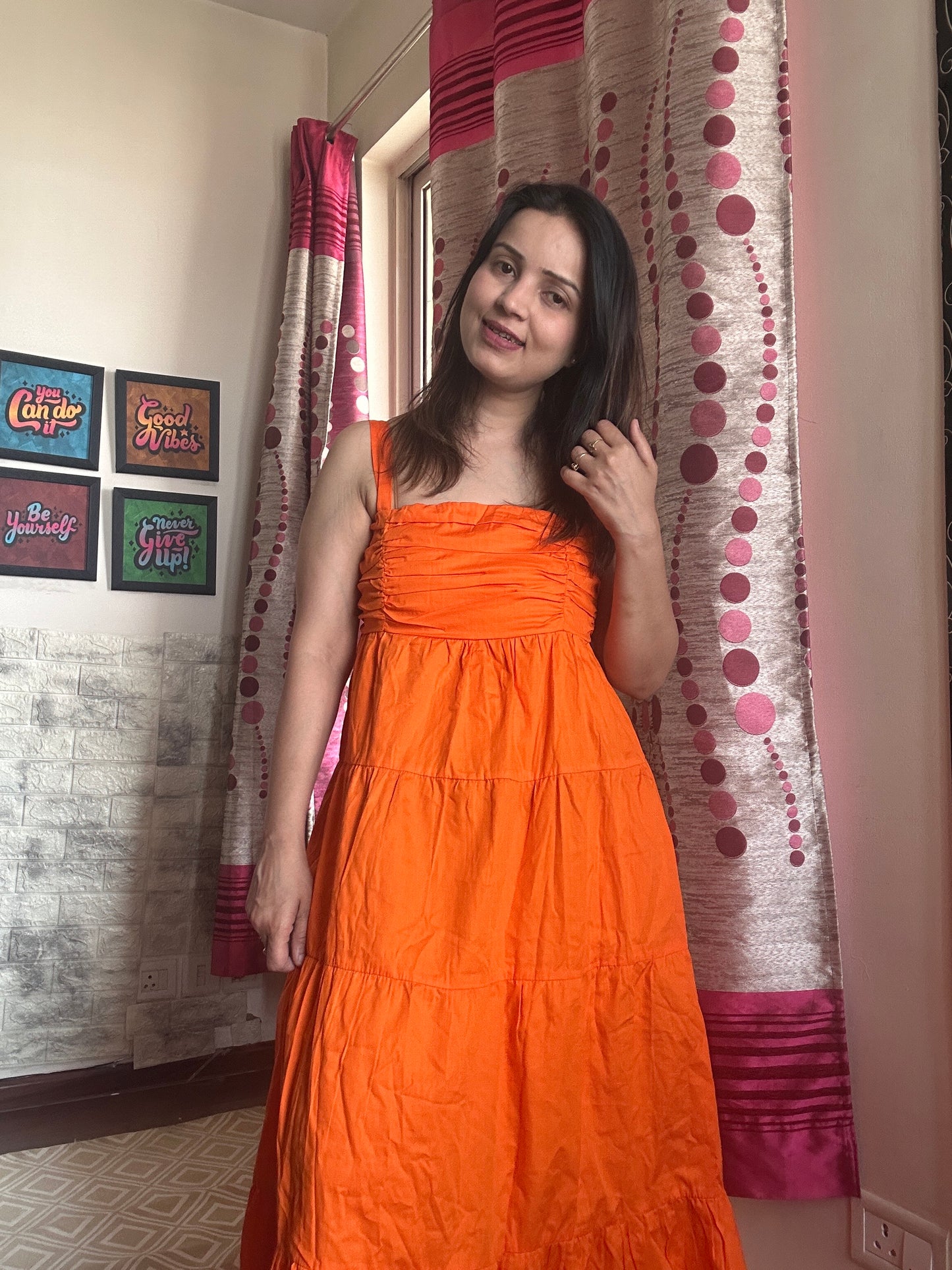 Noodle strap cotton dress