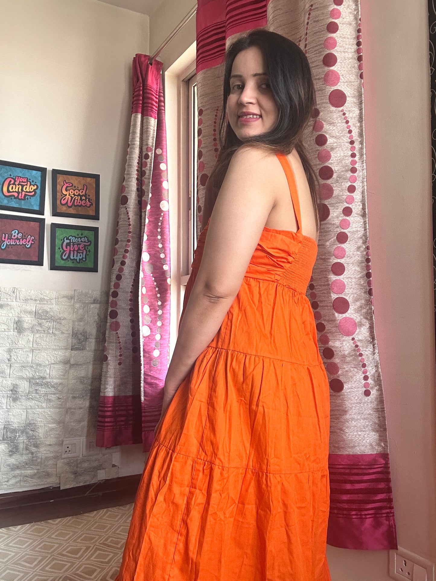 Noodle strap cotton dress