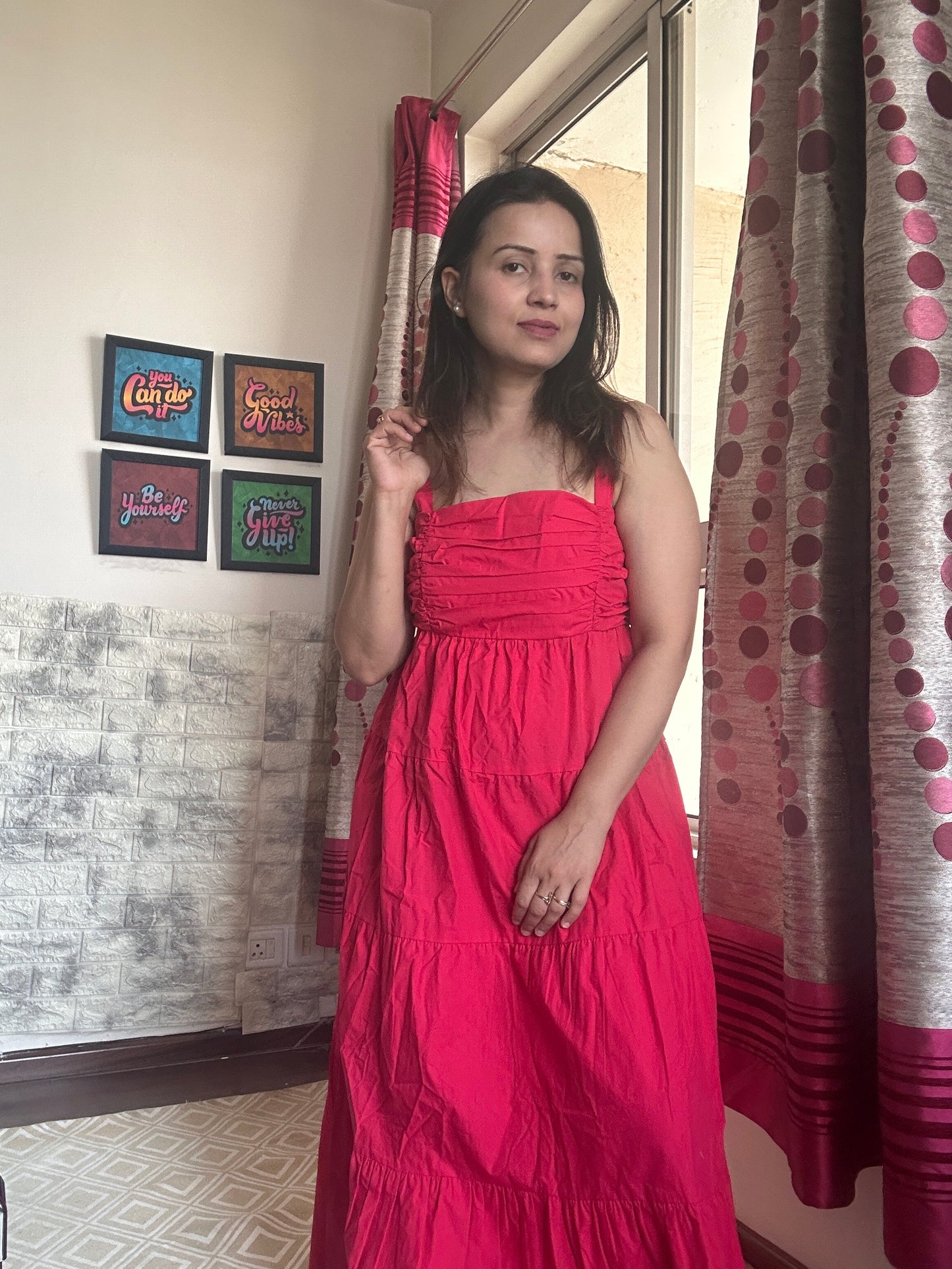 Noodle strap cotton dress