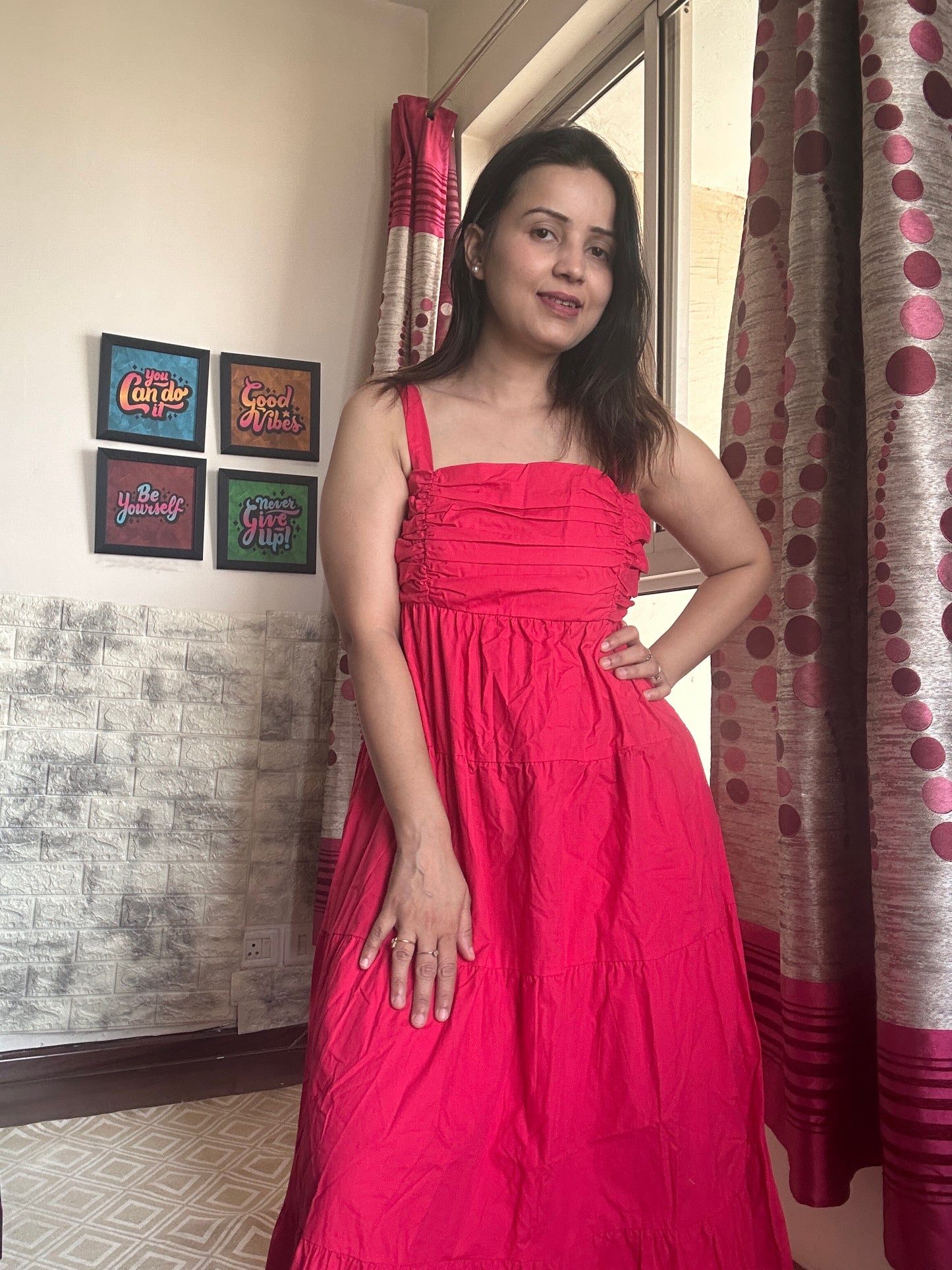 Noodle strap cotton dress