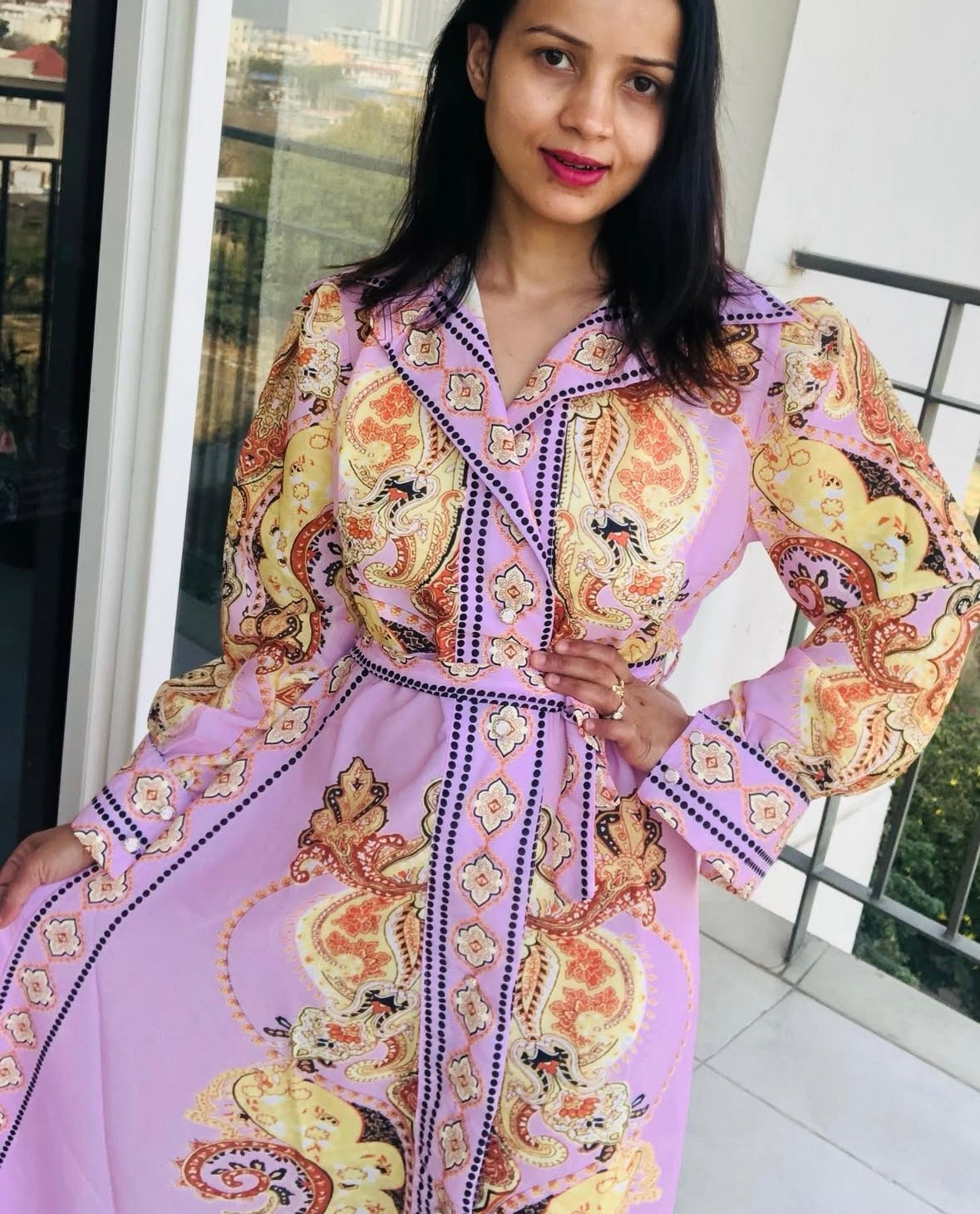 Digital Print Front-buttoned Dress