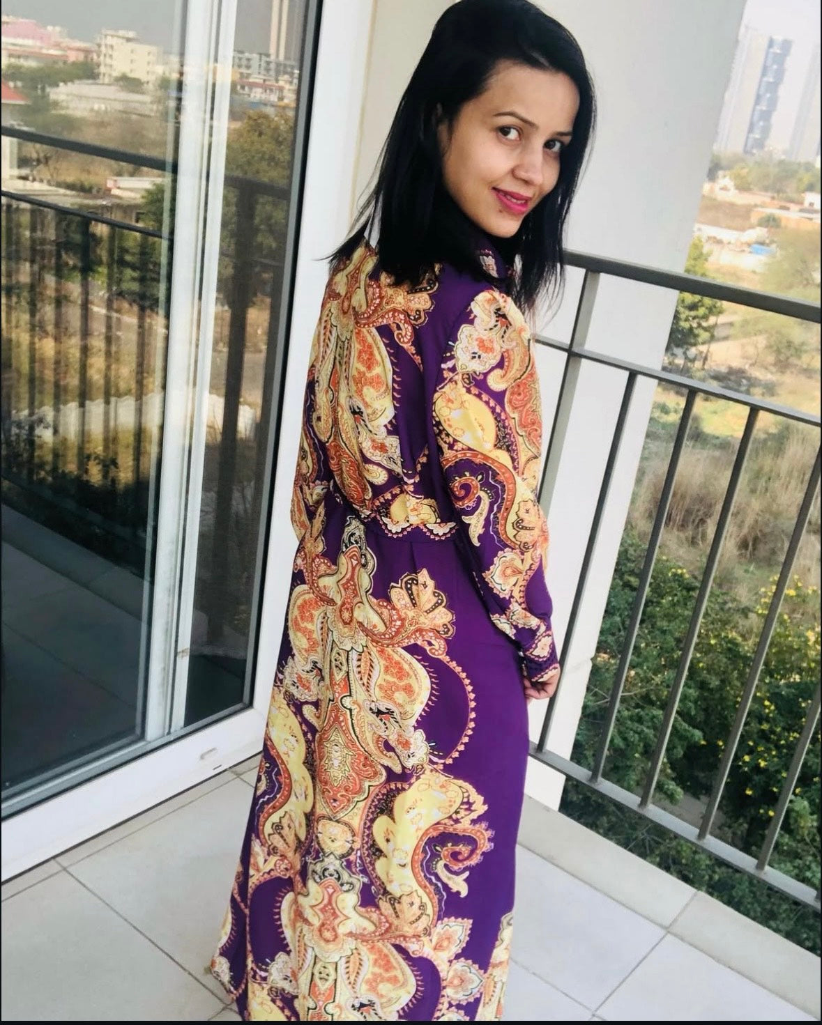Digital Print Front-buttoned Dress