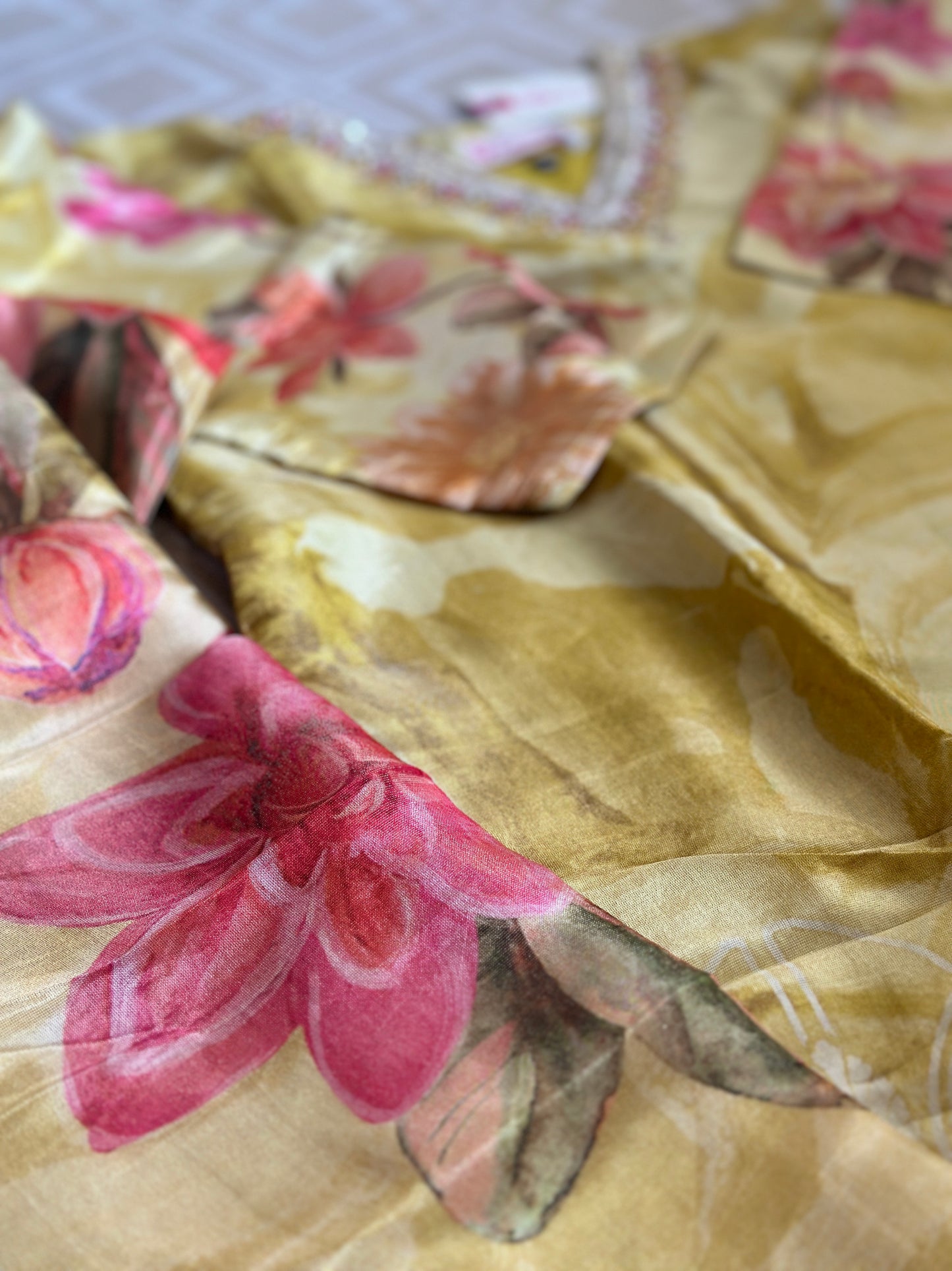 FLORAL PRINTED ORGANZA SUIT