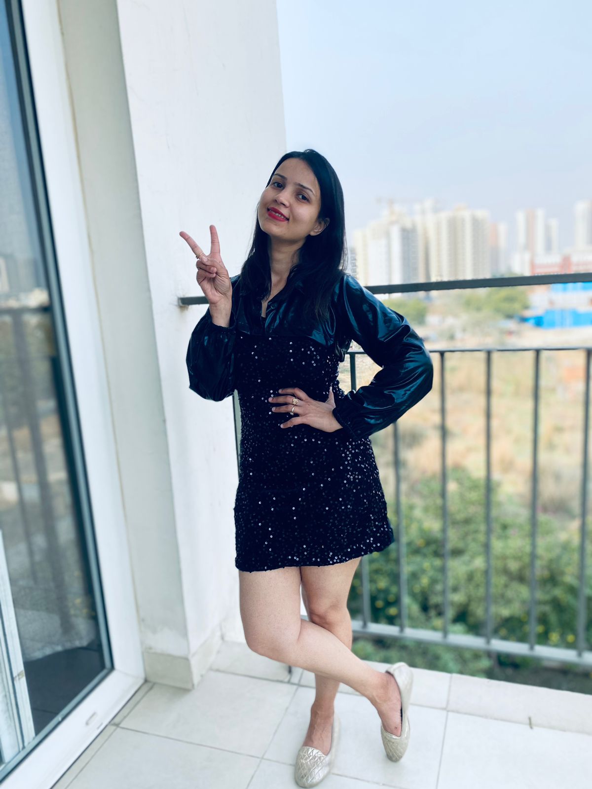 Black Sequin work dress
