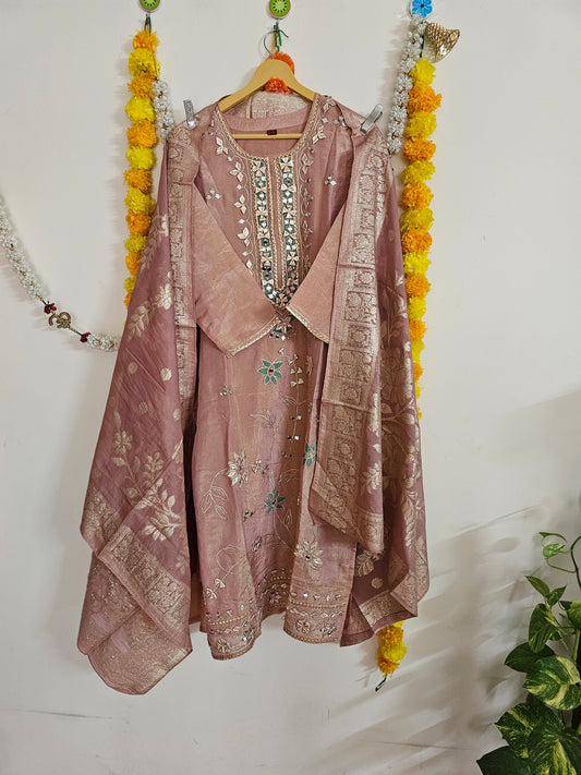 Peach Tissue shimmer suit