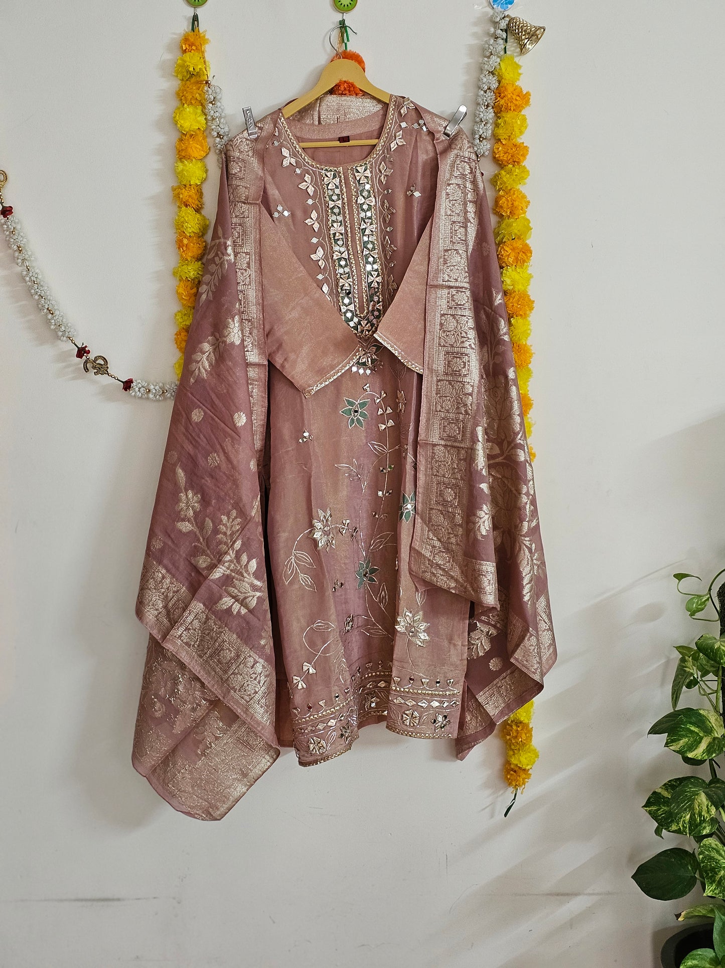 Peach Tissue shimmer suit