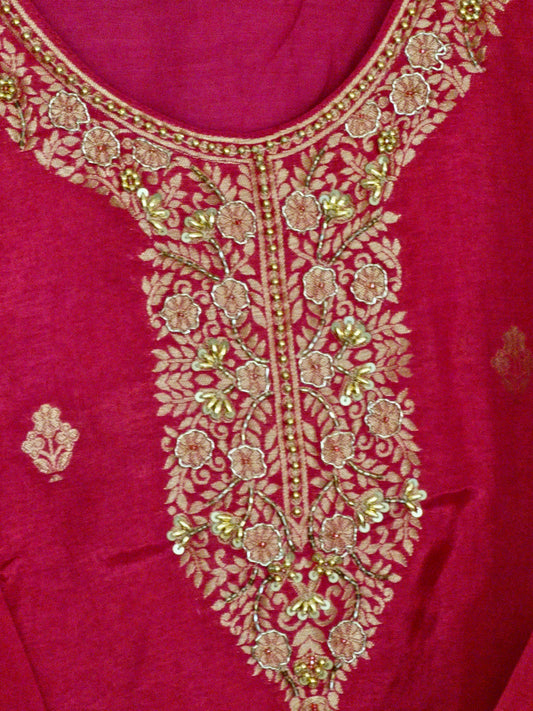 Silk Suit with full printed dupatta