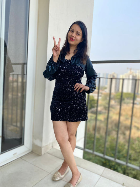 Black Sequin work dress