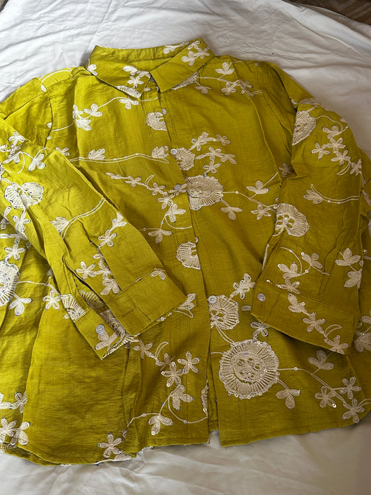 Embroidered shirt with sequin work