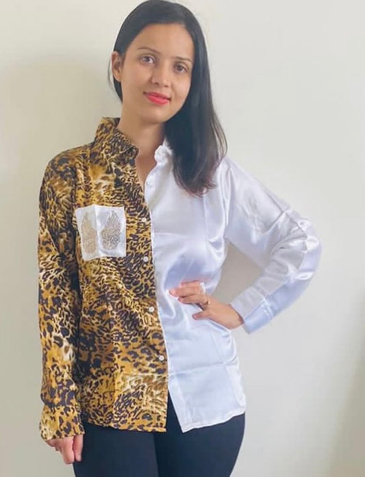 Half-n-half Satin Shirt