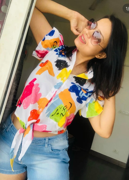 Printed Knot Tops