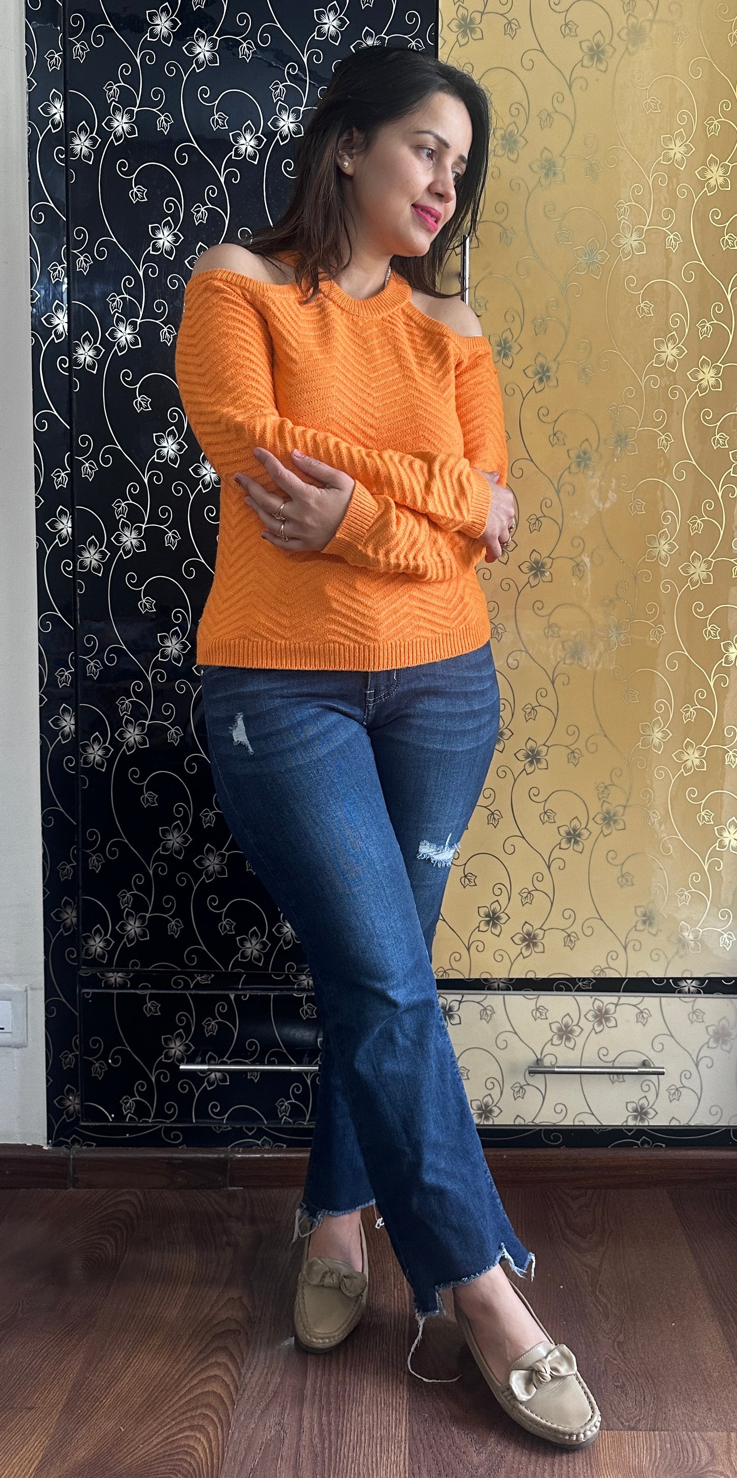 Cold shoulder Sweater